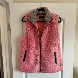 Simply Southern Sherpa vest, pink with grey collar
